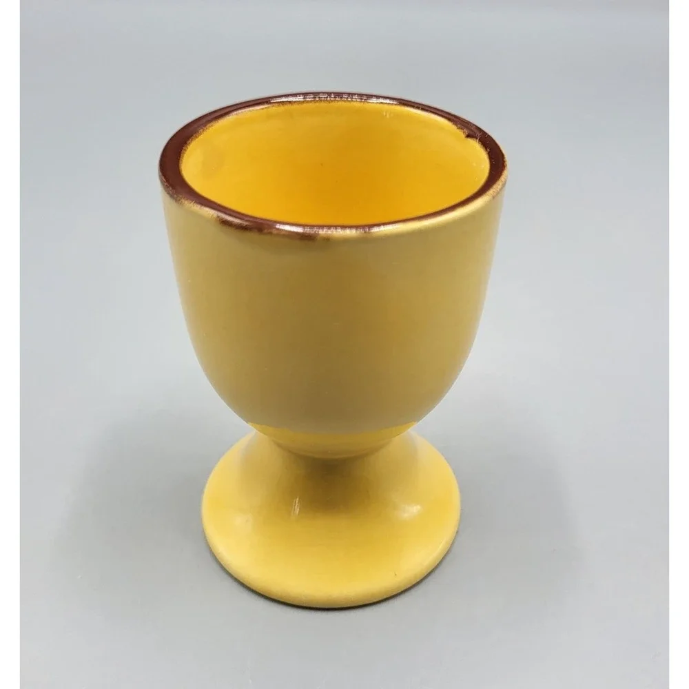 Vintage Pier 1 Yellow Ceramic Egg Cup Pedestal Base 2.75